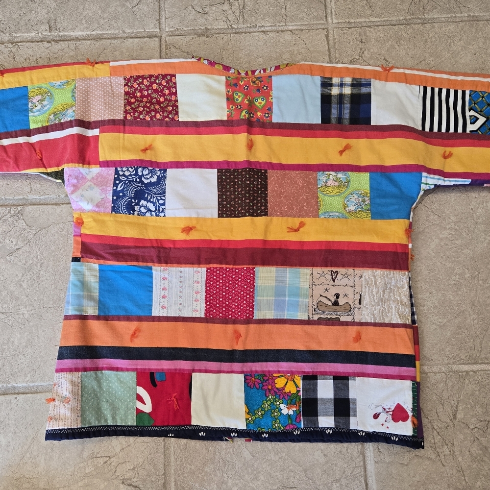 Upcycled Vtg Quilt Blanket Flirty Jacket S-M Open Front Dont Throw It Out - Picture 5 of 7